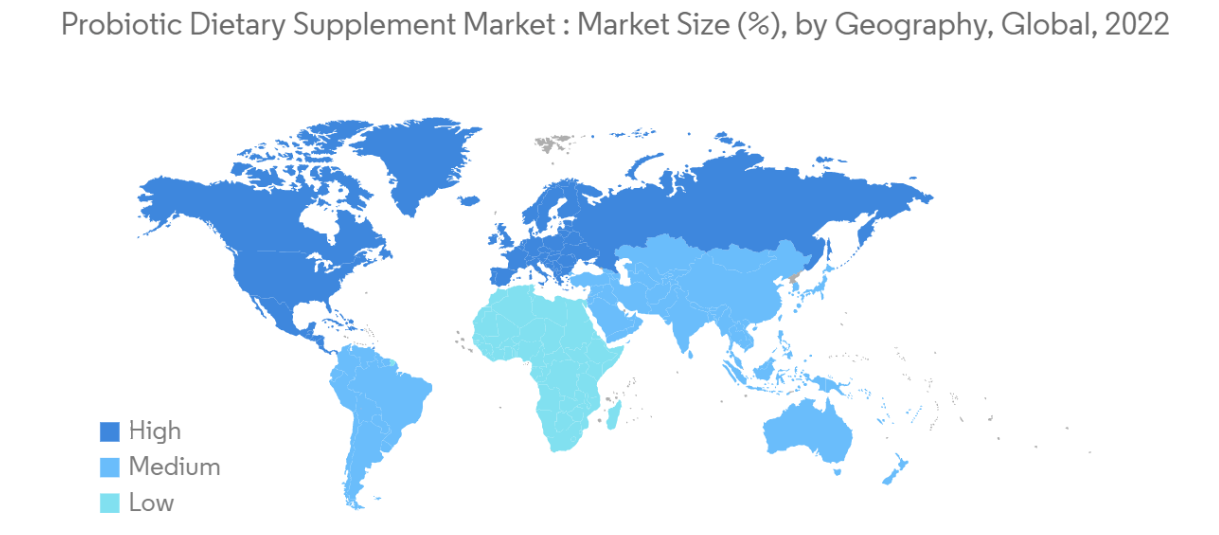 Probiotic Dietary Supplement Market: Market Size (%), by Geography, Global, 2022